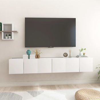 3 Uds Muebles Tv | Mueble De Salón | Armario Tv Colgantes Blanco 60x30x30 Cm Cfw780262