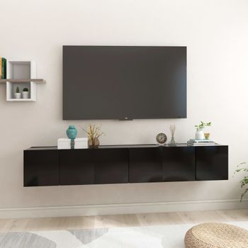 3 Uds Muebles Tv | Mueble De Salón | Armario Tv Colgantes Negro 60x30x30 Cm Cfw780265