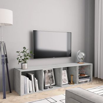 Estantería/mueble Tv | Mueble De Salón | Armario Tv Gris Hormigón 143x30x36 Cm Cfw761790