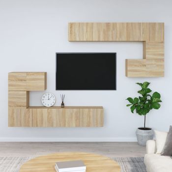 Mueble Tv De Pared | Mueble De Salón | Armario Tv Madera Contrachapada Color Roble Sonoma Cfw776780