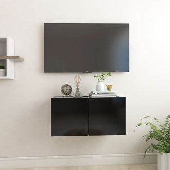 Mueble Tv | Mueble De Salón | Armario Tv Colgante Negro 60x30x30 Cm Cfw776888