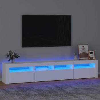 Mueble Tv | Mueble De Salón | Armario Tv Con Luces Led Blanco 210x35x40 Cm Cfw776904