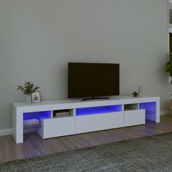 Mueble Tv | Mueble De Salón | Armario Tv Con Luces Led Blanco 215x36,5x40 Cm Cfw776905