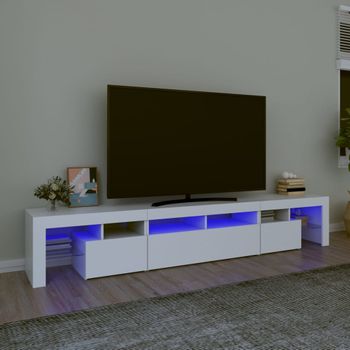 Mueble Tv | Mueble De Salón | Armario Tv Con Luces Led Blanco 230x36,5x40 Cm Cfw776906