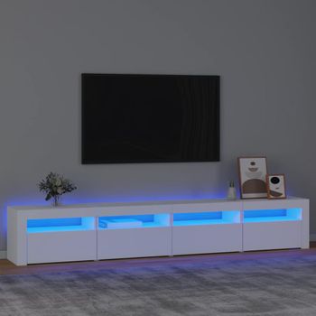 Mueble Tv | Mueble De Salón | Armario Tv Con Luces Led Blanco 240x35x40 Cm Cfw776907