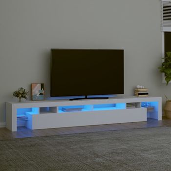 Mueble Tv | Mueble De Salón | Armario Tv Con Luces Led Blanco 260x36,5x40 Cm Cfw776908