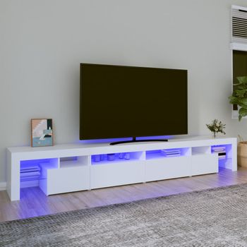 Mueble Tv | Mueble De Salón | Armario Tv Con Luces Led Blanco 260x36,5x40 Cm Cfw776909