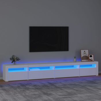 Mueble Tv | Mueble De Salón | Armario Tv Con Luces Led Blanco 270x35x40 Cm Cfw776910