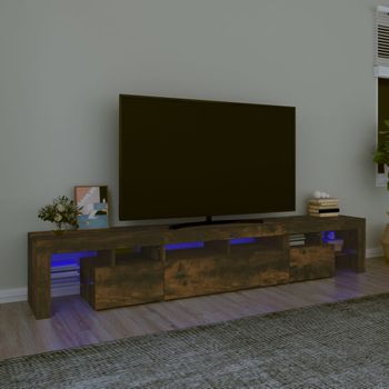 Mueble Tv | Mueble De Salón | Armario Tv Con Luces Led Color Roble Ahumado 230x36,5x40 Cm Cfw776944