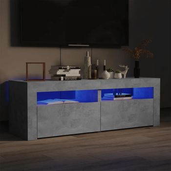 Mueble Tv | Mueble De Salón | Armario Tv Con Luces Led Gris Hormigón 120x35x40 Cm Cfw776959