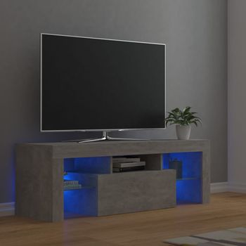 Mueble Tv | Mueble De Salón | Armario Tv Con Luces Led Gris Hormigón 120x35x40 Cm Cfw776960