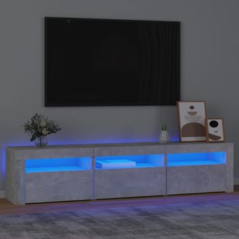 Mueble Tv | Mueble De Salón | Armario Tv Con Luces Led Gris Hormigón 180x35x40 Cm Cfw776964