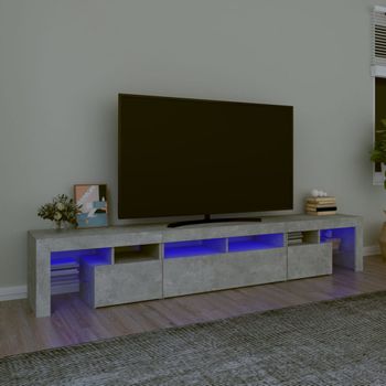 Mueble Tv | Mueble De Salón | Armario Tv Con Luces Led Gris Hormigón 230x36,5x40 Cm Cfw776968