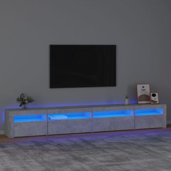 Mueble Tv | Mueble De Salón | Armario Tv Con Luces Led Gris Hormigón 270x35x40 Cm Cfw776973