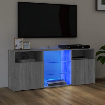 Mueble Tv | Mueble De Salón | Armario Tv Con Luces Led Gris Sonoma 120x30x50 Cm Cfw776984