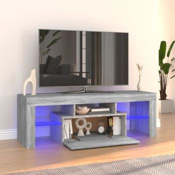 Mueble Tv | Mueble De Salón | Armario Tv Con Luces Led Gris Sonoma 120x35x40 Cm Cfw776987