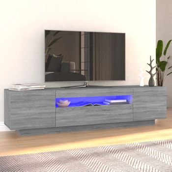 Mueble Tv | Mueble De Salón | Armario Tv Con Luces Led Gris Sonoma 160x35x40 Cm Cfw776992