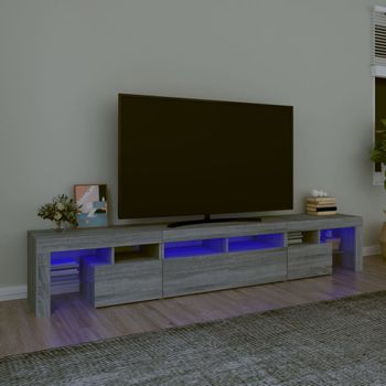Mueble Tv | Mueble De Salón | Armario Tv Con Luces Led Gris Sonoma 230x36,5x40 Cm Cfw776996