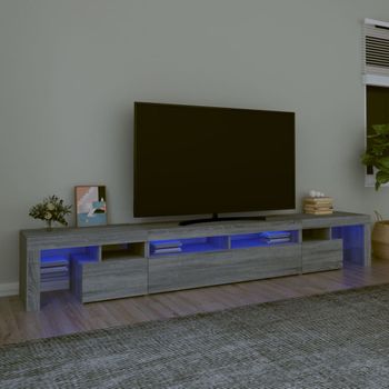 Mueble Tv | Mueble De Salón | Armario Tv Con Luces Led Gris Sonoma 260x36,5x40 Cm Cfw776999