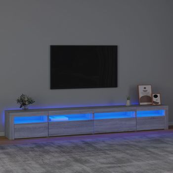 Mueble Tv | Mueble De Salón | Armario Tv Con Luces Led Gris Sonoma 270x35x40 Cm Cfw777001