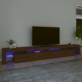 Mueble Tv | Mueble De Salón | Armario Tv Con Luces Led Marrón Roble 290x36,5x40 Cm Cfw777024