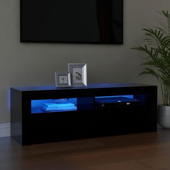 Mueble Tv | Mueble De Salón | Armario Tv Con Luces Led Negro 120x35x40 Cm Cfw777027