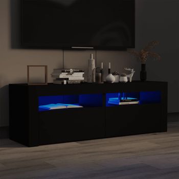 Mueble Tv | Mueble De Salón | Armario Tv Con Luces Led Negro 120x35x40 Cm Cfw777029