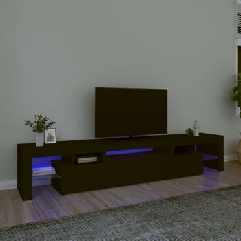 Mueble Tv | Mueble De Salón | Armario Tv Con Luces Led Negro 215x36,5x40 Cm Cfw777034