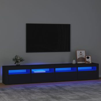 Mueble Tv | Mueble De Salón | Armario Tv Con Luces Led Negro 240x35x40 Cm Cfw777036