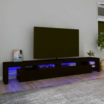 Mueble Tv | Mueble De Salón | Armario Tv Con Luces Led Negro 260x36,5x40 Cm Cfw777038