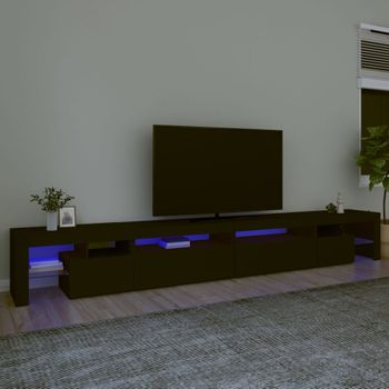 Mueble Tv | Mueble De Salón | Armario Tv Con Luces Led Negro 290x36,5x40 Cm Cfw777040