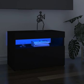 Mueble Tv | Mueble De Salón | Armario Tv Con Luces Led Negro 60x35x40 Cm Cfw777041