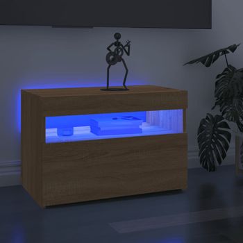 Mueble Tv | Mueble De Salón | Armario Tv Con Luces Led Roble Sonoma 60x35x40 Cm Cfw777081