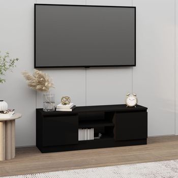 Mueble Tv | Mueble De Salón | Armario Tv Con Puerta Negro 102x30x36 Cm Cfw777112