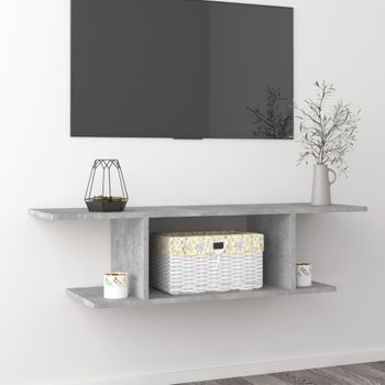 Mueble Tv De Pared | Mueble De Salón | Armario Tv Gris Hormigón 103x30x26,5 Cm Cfw777392