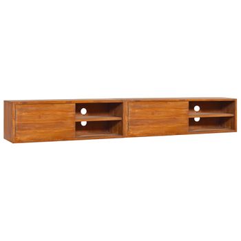 Mueble Tv De Pared | Mueble De Salón | Armario Tv Madera Maciza De Teca 180x30x30 Cm Cfw777411