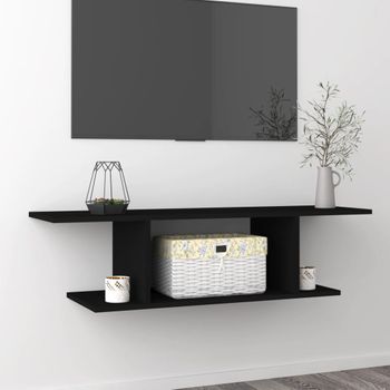 Mueble Tv De Pared | Mueble De Salón | Armario Tv Negro 103x30x26,5 Cm Cfw777415