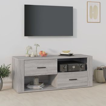 Mueble Tv | Mueble De Salón | Armario Tv Madera Contrachapada Gris Sonoma 100x35x40 Cm Cfw777593