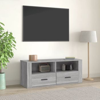 Mueble Tv | Mueble De Salón | Armario Tv Madera Contrachapada Gris Sonoma 100x35x40 Cm Cfw777595