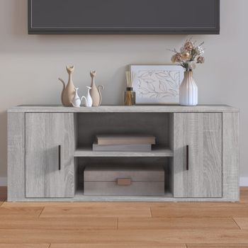 Mueble Tv | Mueble De Salón | Armario Tv Madera Contrachapada Gris Sonoma 100x35x40 Cm Cfw777596