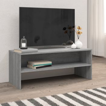 Mueble Tv | Mueble De Salón | Armario Tv Madera Contrachapada Gris Sonoma 100x40x40 Cm Cfw777604