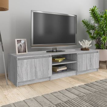 Mueble Tv | Mueble De Salón | Armario Tv Madera Contrachapada Gris Sonoma 140x40x35,5 Cm Cfw777616