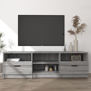 Mueble Tv | Mueble De Salón | Armario Tv Madera Contrachapada Gris Sonoma 150x33,5x45 Cm Cfw777617