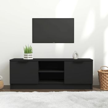 Mueble Tv | Mueble De Salón | Armario Tv Madera Contrachapada Negro 102x35x36,5 Cm Cfw777646