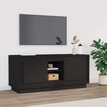 Mueble Tv | Mueble De Salón | Armario Tv Madera Contrachapada Negro 102x35x45 Cm Cfw777648