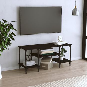 Mueble Tv | Mueble De Salón | Armario Tv Madera Contrachapada Negro 102x35x45,5 Cm Cfw777649