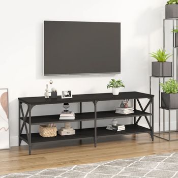 Mueble Tv | Mueble De Salón | Armario Tv Madera Contrachapada Negro 140x40x50 Cm Cfw777652