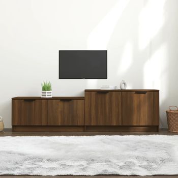 Mueble Tv | Mueble De Salón | Armario Tv Madera Contrachapada Roble Marrón 158,5x36x45 Cm Cfw777698