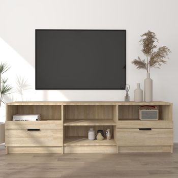 Mueble Tv | Mueble De Salón | Armario Tv Madera Contrachapada Roble Sonoma 150x33,5x45 Cm Cfw777711