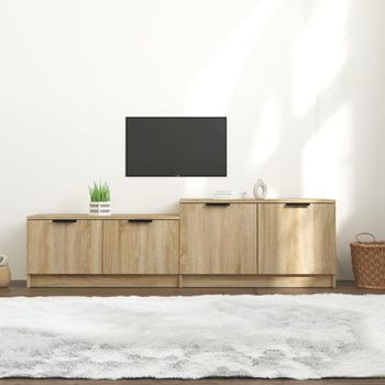 Mueble Tv | Mueble De Salón | Armario Tv Madera Contrachapada Roble Sonoma 158,5x36x45 Cm Cfw777713